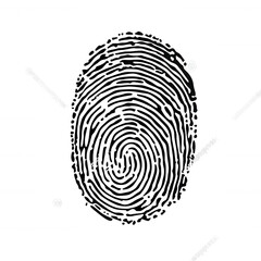 human ink fingerprint isolated on transparent background.