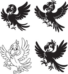 Fun and Playful Parrot Vector Illustrations