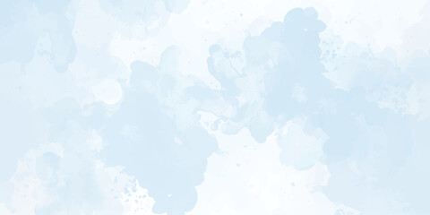 A blue and white watercolor painting with a blue sky background abstract blue color clouds background, Vibrant clear blue sky with puffy and blurry natural clear clouds, watercolor background
