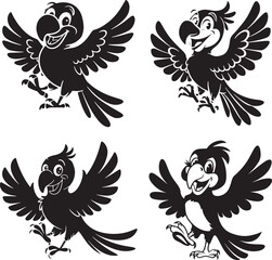 Fun and Playful Parrot Vector Illustrations