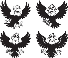 Cartoon Eagles in Various Poses for Design