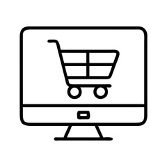 e commerce shopping icon, e commerce shopping line art - simple line art of e commerce shopping, perfect for e commerce shopping logos and icons and themed design 