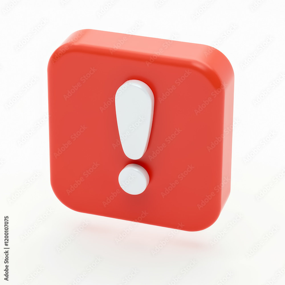 Aufkleber 3d rendering of a red with a white exclamation mark
