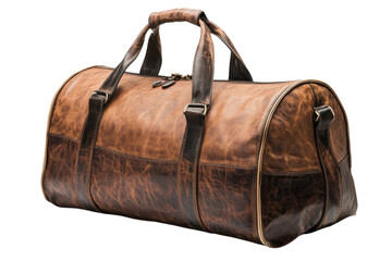 Stylish leather duffel bag perfect for travel or gym use showcased on a plain background