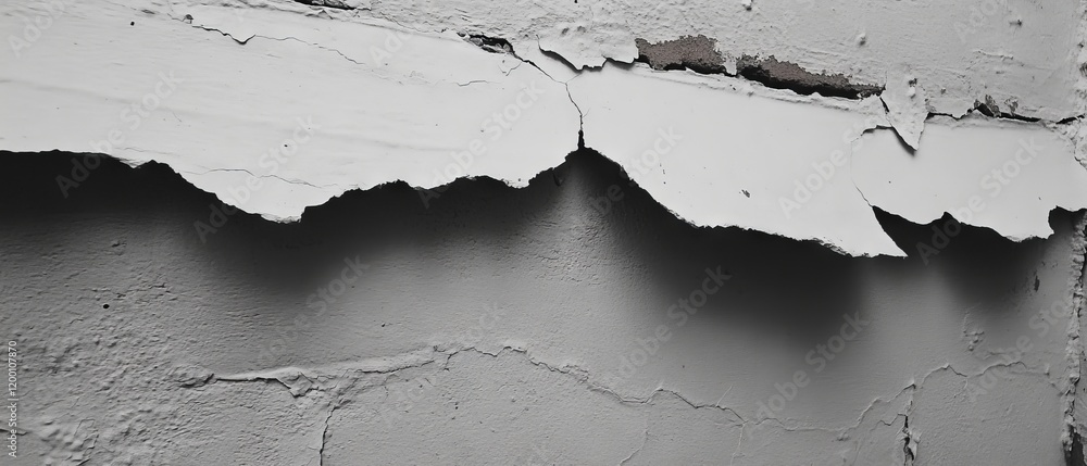 Poster peeling plaster and cracks reveal the raw texture of aged brick and wall surfaces in an abandoned se