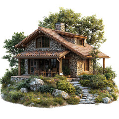 Mockup of a house isolated on transparent background.