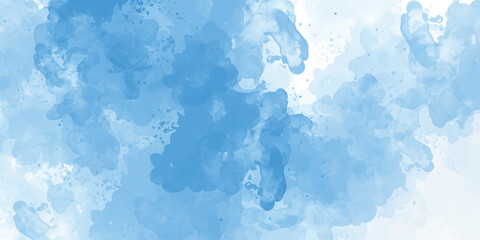 Abstract blue color clouds background, Vibrant clear blue sky with puffy and blurry natural clear clouds, watercolor background concept abstract cloudy sky  background