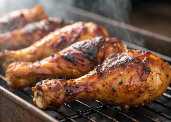 Grilled chicken drumsticks with seasoningCloseup of grilled chicken drumsticksMeaty grilled chicken drumsticks