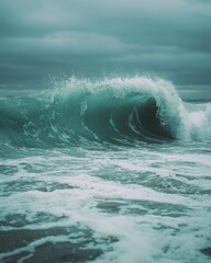 Fototapeta premium Calm ocean waves at dusk coastal beach high-resolution textures tranquil environment serene viewpoint nostalgic concept