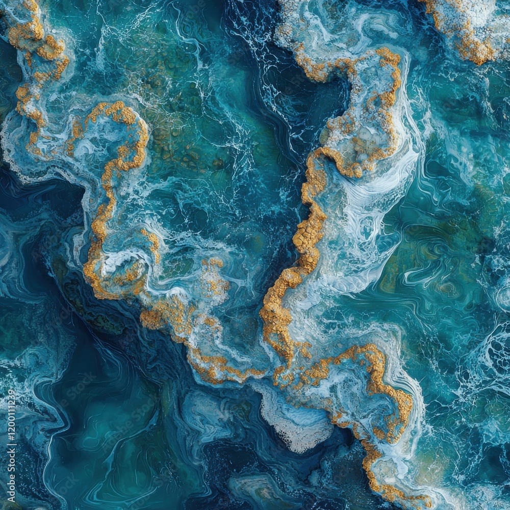 Poster oceanic longing abstract art high-resolution textures vibrant colors digital creation aerial view se