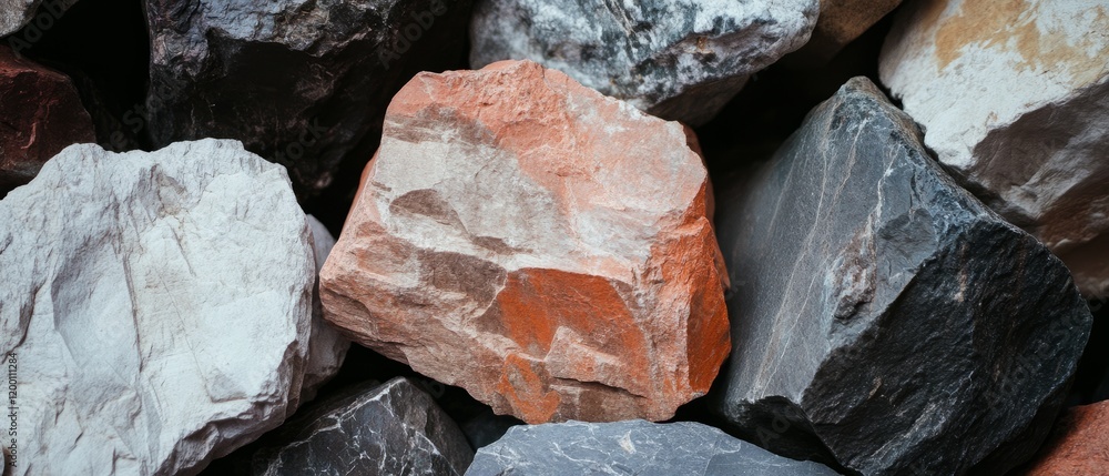 Poster Rough stone with textured surface showcasing varied colors and natural patterns