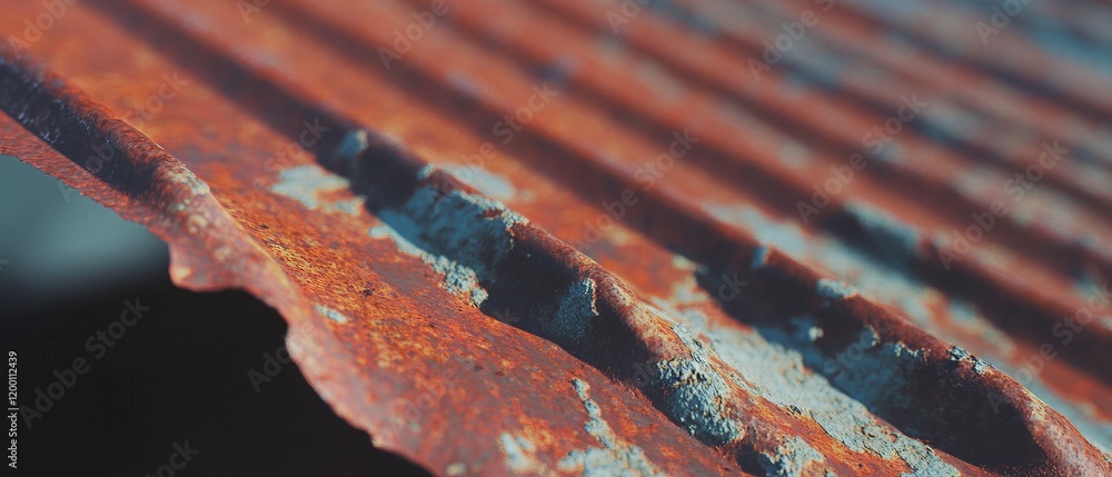 Aufkleber Rusty metal sheets displaying flaking rust captured in natural light with detailed texture