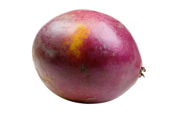 Fototapeta premium Ripe purple passion fruit displayed on a white background showcasing its unique shape and texture