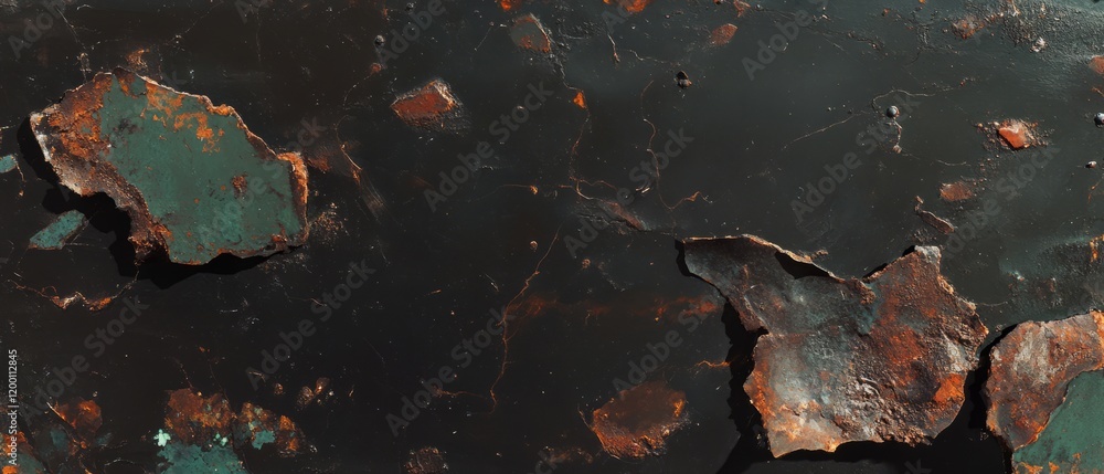 Aufkleber detailed view of rusty metal showcasing flaking rust and rough texture in an industrial setting