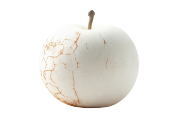 Decorative white apple with cracked surface displays unique artistry in modern home decor