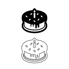 Birthday Cake Icon with Outline – Sweet Celebration.