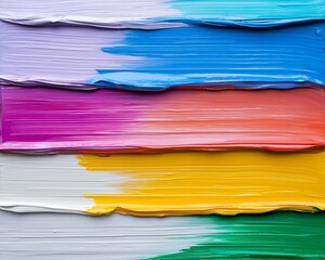 A vibrant display of thickly applied paint in various colors, showcasing texture and artistic flair in a visually appealing arrangement.