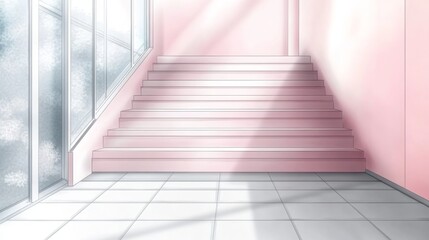 Obraz premium Soft Hues and Lines: Minimalist Staircase Design