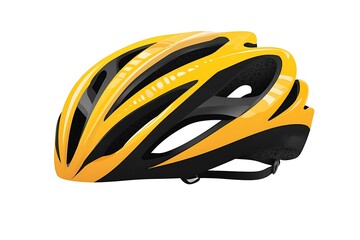Sleek Yellow and Black Road Bike Helmet Studio Shot