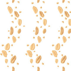 Seamless pattern peanuts. For design projects, food packaging, advertising, or creating educational materials, ideal for use in food-related branding, health-conscious products