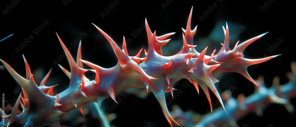 Poster Sharp thorns with pointed tips and vibrant colors create a striking visual display in nature