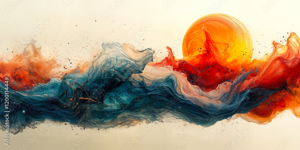 Poster vivid tech-driven artwork merging dynamic colors and abstract digital creativity