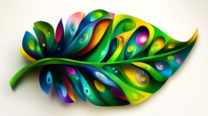 Obraz premium Vibrant Paper Art: A Colorful Abstract Leaf Illustration