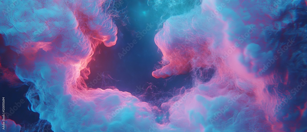 Poster Swirling smoke patterns with vibrant colors create a mesmerizing abstract effect