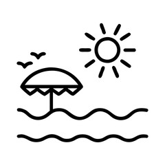 Fototapeta premium flat summer icon, flat summer line art - simple line art of flat summer, perfect for flat summer logos and icons and themed design 