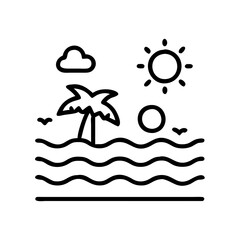 flat summer icon, flat summer line art - simple line art of flat summer, perfect for flat summer logos and icons and themed design 