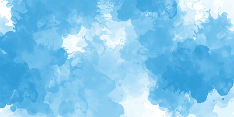 Abstract blue color clouds background, Vibrant clear blue sky with puffy and blurry natural clear clouds, watercolor background concept abstract cloudy sky  background