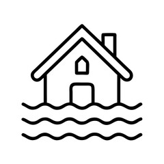 flooding home icon, flooding home line art - simple line art of flooding home, perfect for flooding home logos and icons and themed design 