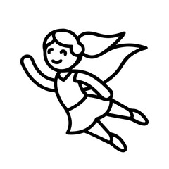 flying girl icon, flying girl line art - simple line art of flying girl, perfect for flying girl logos and icons and themed design 