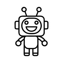 funny robot icon, funny robot line art - simple line art of funny robot, perfect for funny robot logos and icons and themed design 