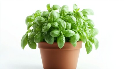 Vibrant Green Basil Plant in Terracotta Pot: A Culinary Delight