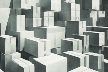 Cardboard boxes, illustration, Generative AI