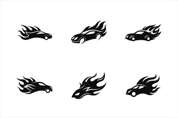 Obraz premium Flame Car Silhouette Sticker Design Vector Set