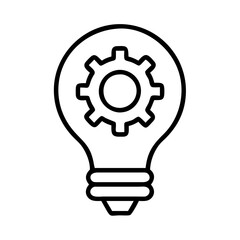 gear on light bulb icon, gear on light bulb line art - simple line art of gear on light bulb, perfect for gear on light bulb logos and icons and themed design 