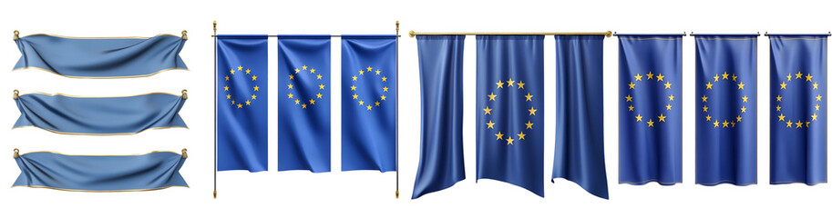 PNG European Banners Isolated on White Background