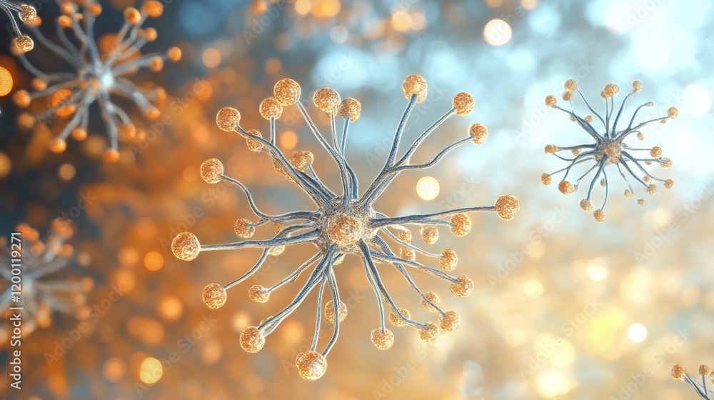Poster nanites, artificial neural network. abstract connections with glowing synapses 8k resolution.