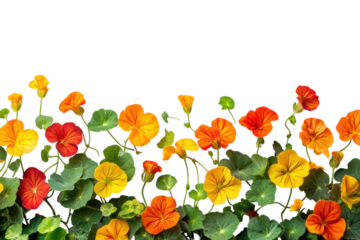 Colorful nasturtium flowers blooming in a vibrant garden setting during the summer season