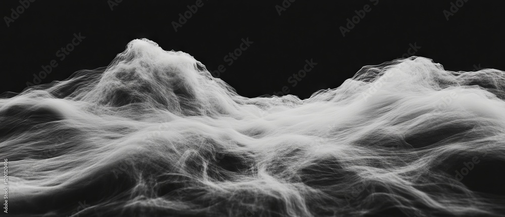 Aufkleber Swirling smoke forms dynamic wispy trails with varied density against a dark background