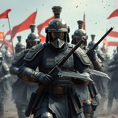 Naklejka premium Army in a war