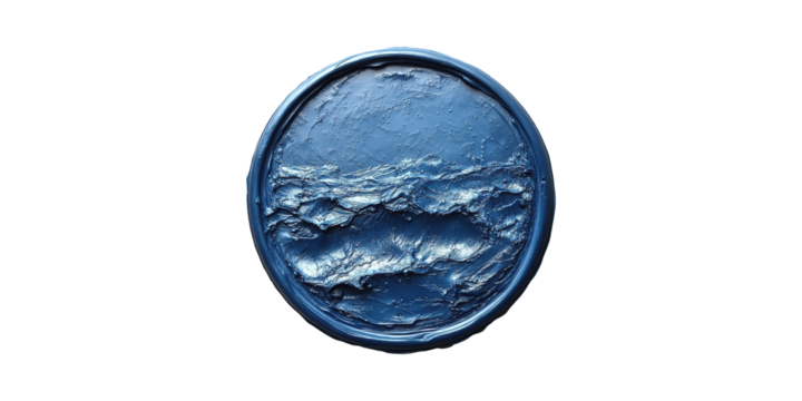 Circular blue textured abstract pattern isolated on transparent background