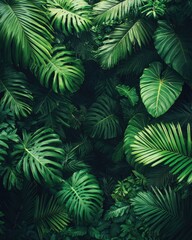 Lush tropical plants vibrant forest high-resolution textures natural environment close-up greenery concept