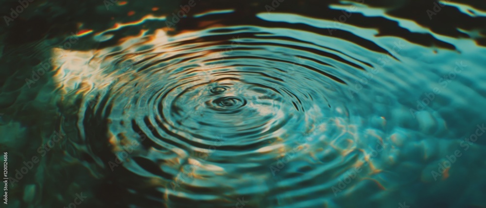Aufkleber Water ripples create concentric circles on a calm surface in a bowl