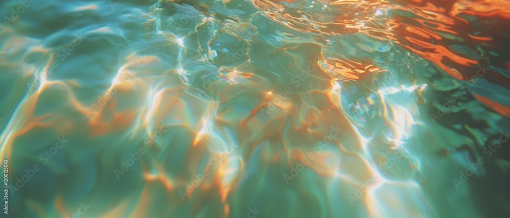 Aufkleber Captivating water texture with abstract patterns and dynamic light reflections during daylight
