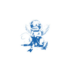Cupid angel of love png sketch clipart