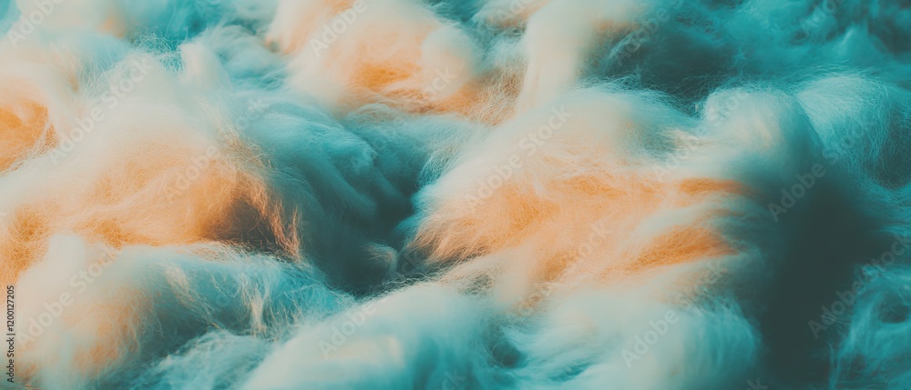 Aufkleber Fluffy wool fabric displaying soft texture and vibrant colors in a cozy setting