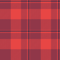 Adorable check seamless textile, kingdom plaid pattern vector. 40s tartan fabric texture background in red and dark colors.